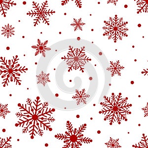 Seamless pattern red snowflakes vector illustration